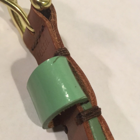 Fossil Mint Green Patent Leather Slim Belt Minimalist Career Size Medium - Picture 14 of 15